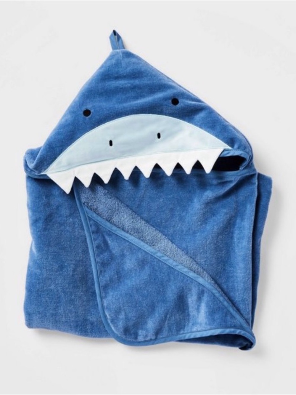 Pillowfort Baby Shark  Kids Hooded Towel 25"x50" Cotton Velour NEW Lightweight
